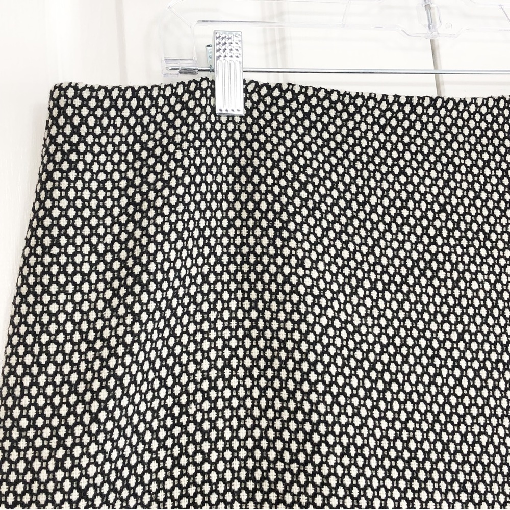 Lord & Taylor Black Ivory Tweed Dot Print Wool Blend Midi Pencil Skirt 16 - Picture 3 of 15